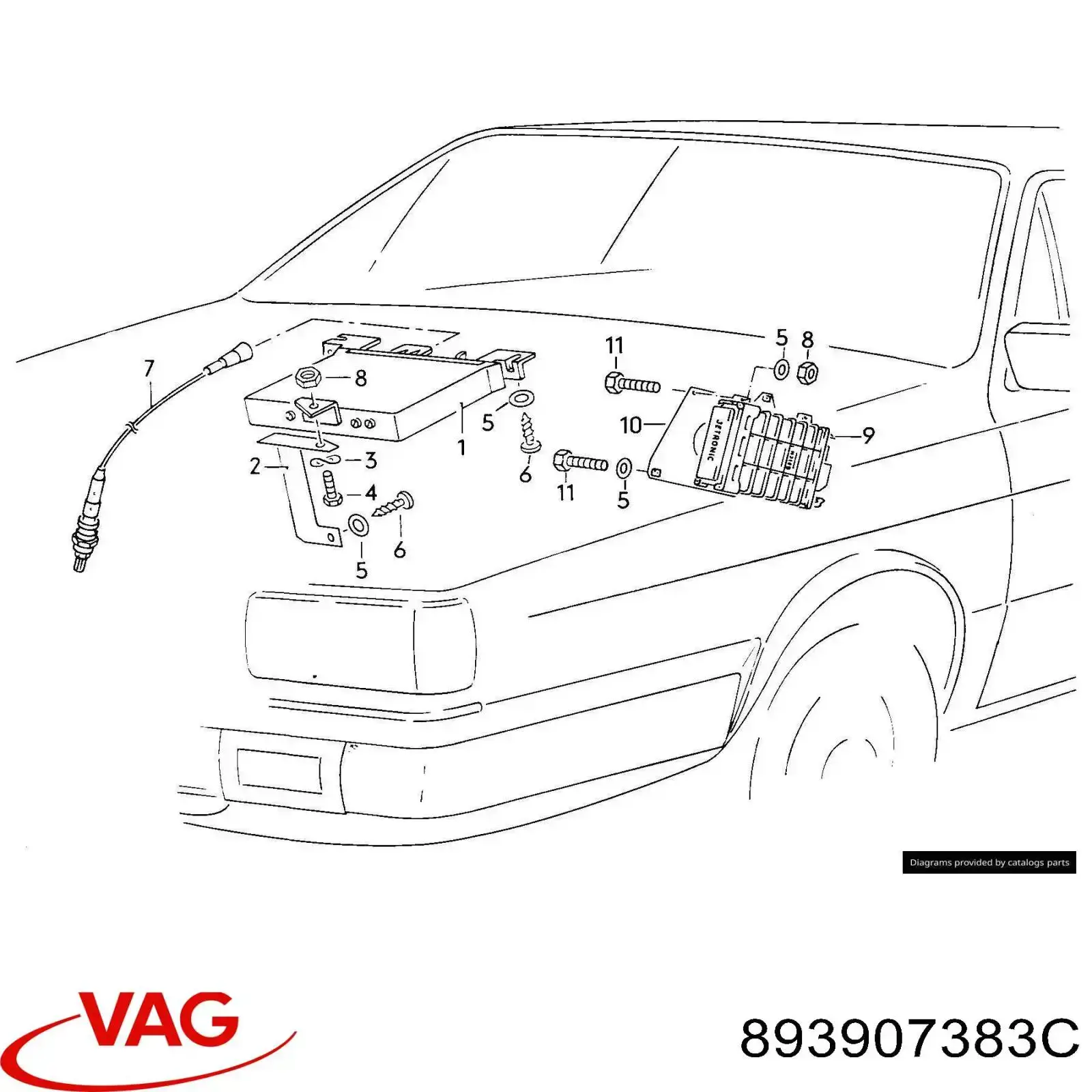 893907383C VAG Módulo de direção (Centralina eletrônica) de motor