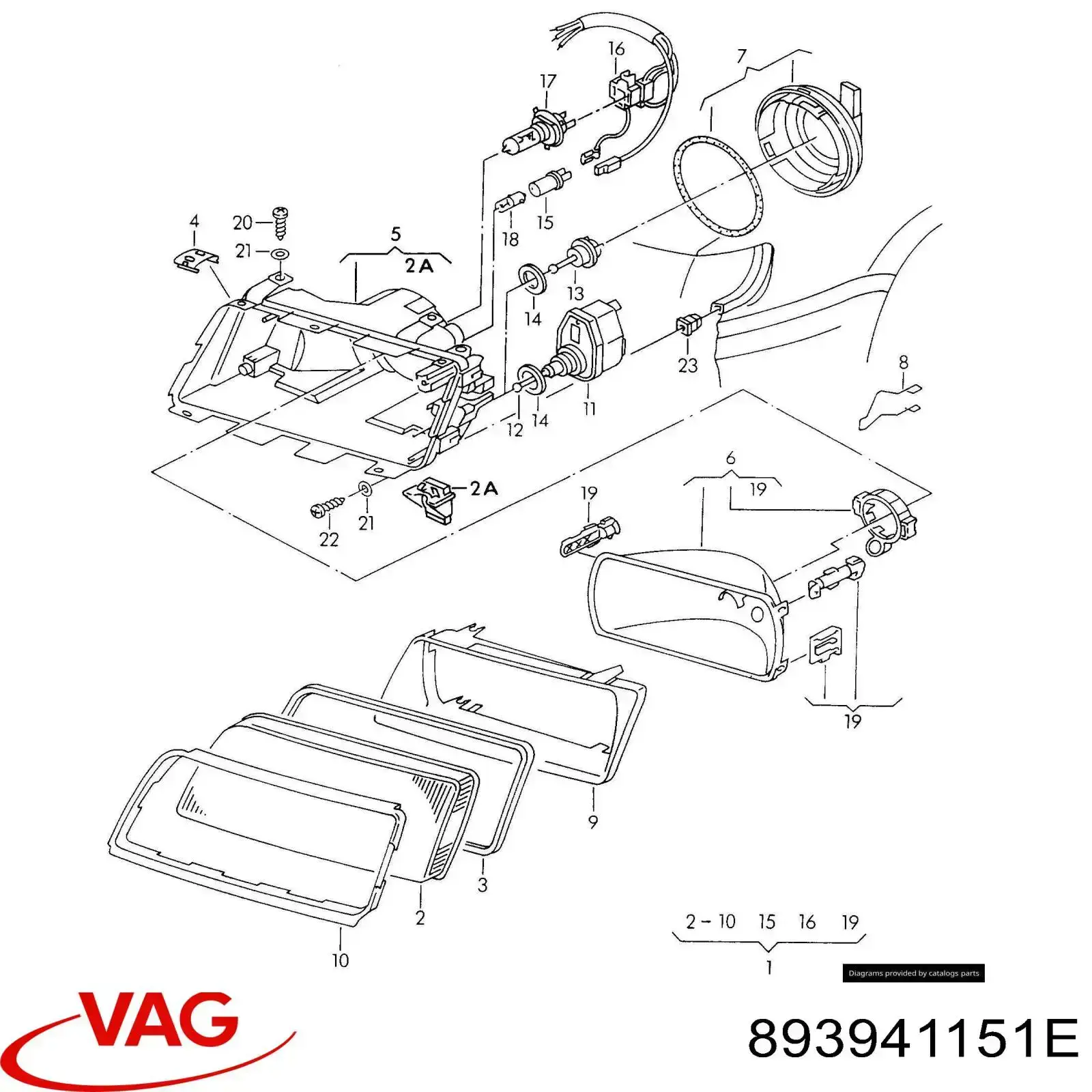 Luz esquerda VAG 893941151E preço, a partir de  