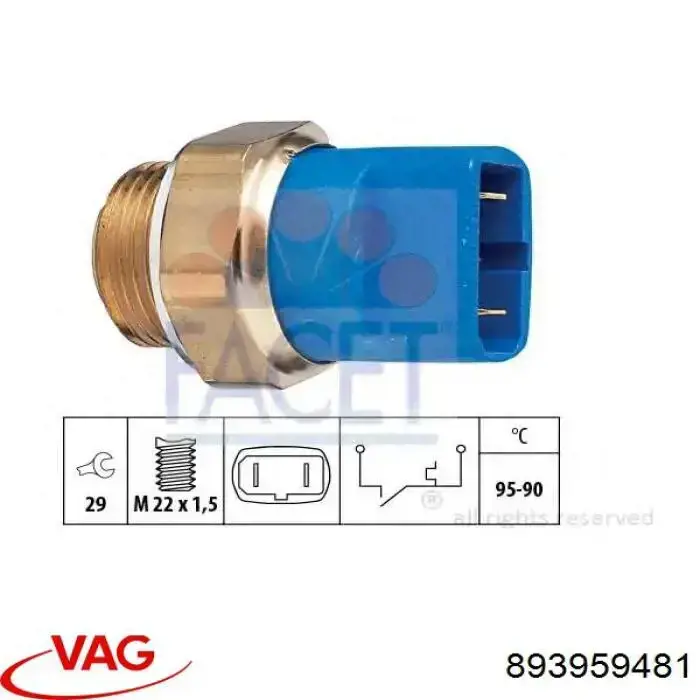 Compre 893959481 VAG Sensor de temperatura do fluido de esfriamento (de ativação de ventilador do radiador)