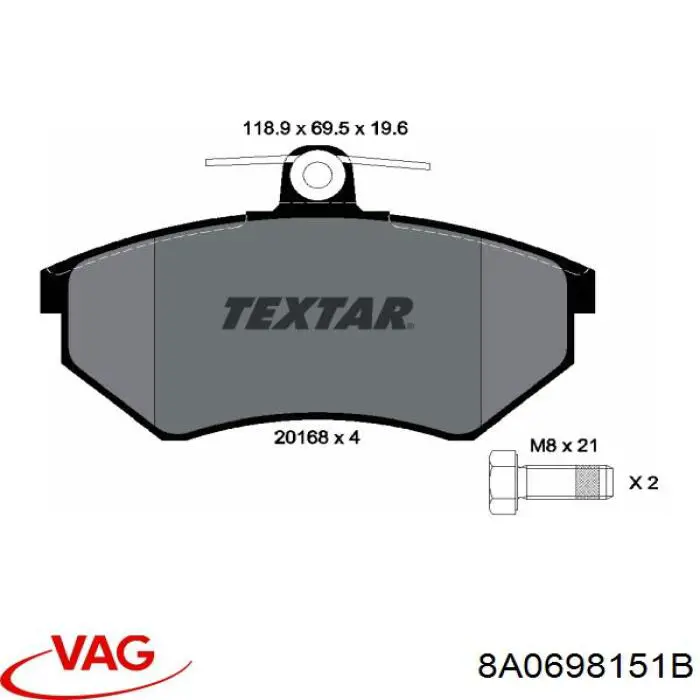 Sapatas do freio dianteiras de disco VAG 8A0698151B preço, a partir de 23,63 USD