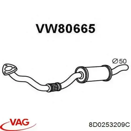 Compre 8D0253209C VAG Silenciador, parte central