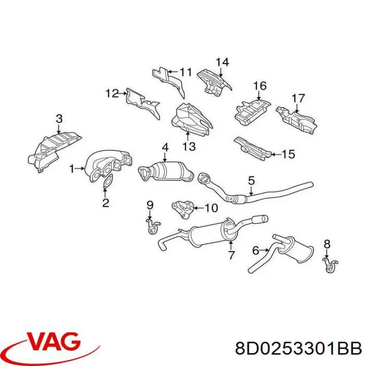 Compre 8D0253301BB VAG Silenciador, parte central