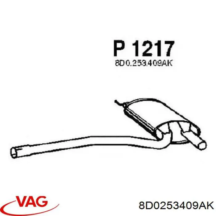 Compre 8D0253409AK VAG Silenciador, parte central