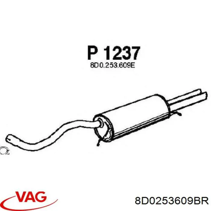 Compre 8D0253609BR VAG Silenciador, parte traseira