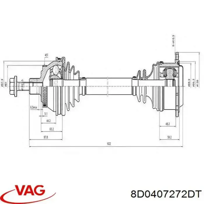 Compre 8D0407272DT VAG Semieixo (acionador) dianteiro direito