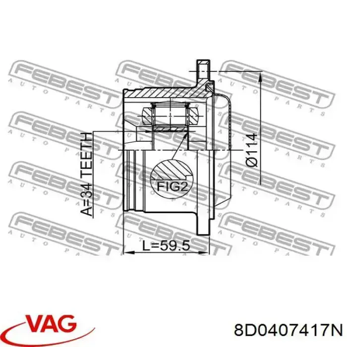 Veio de acionamento do semieixo intermédio VAG 8D0407417N preço, a partir de 476,39 USD