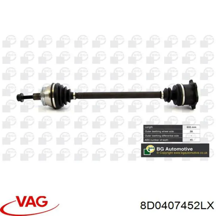 Compre 8D0407452LX VAG Semieixo (acionador) dianteiro direito