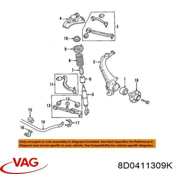 Estabilizador dianteiro VAG 8D0411309K preço, a partir de 63,10 USD