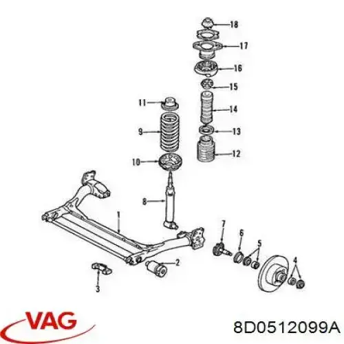 Suporte de amortecedor traseiro VAG 8D0512099A preço, a partir de 188,10 USD