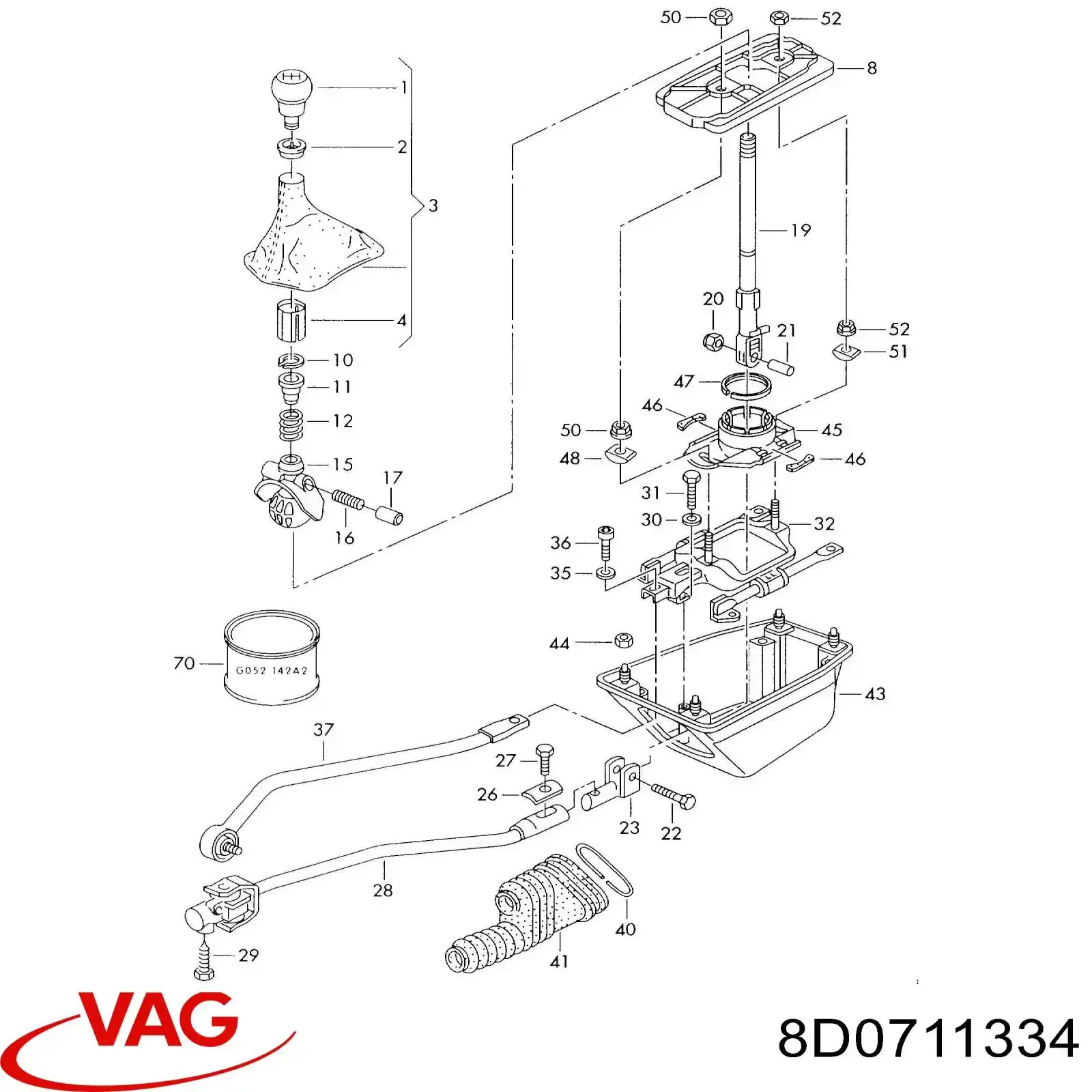 8D0711334 VAG Mecanismo de mudança (ligação)