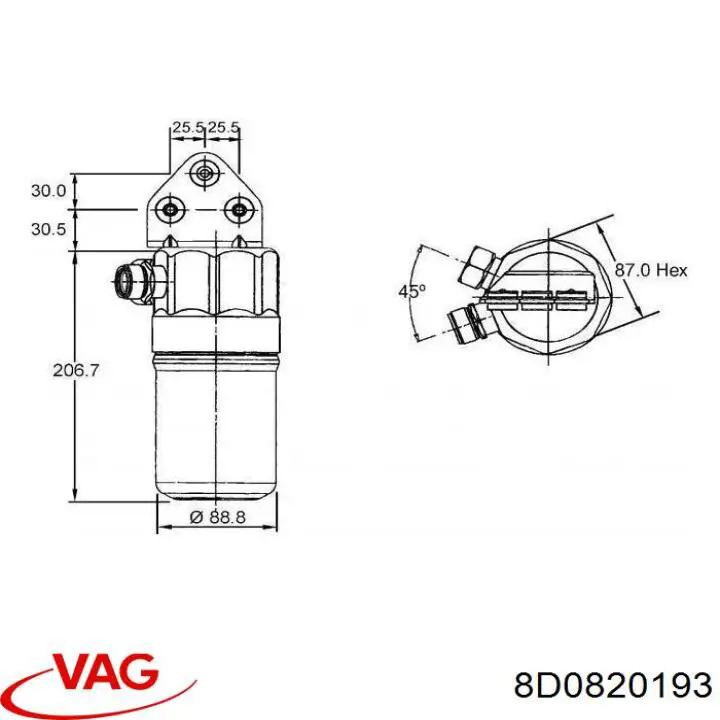 Compre 8D0820193 VAG Tanque de recepção do secador de aparelho de ar condicionado