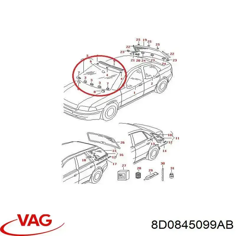 8D0845099AB VAG Pára-brisas