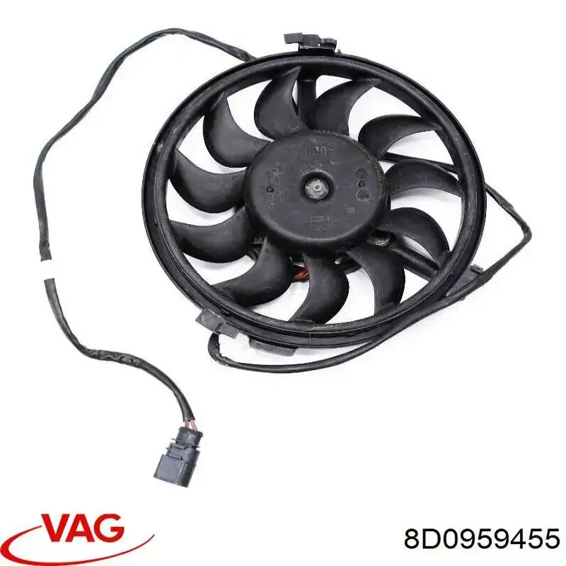 Ventilador elétrico de esfriamento montado (motor + roda de aletas) VAG 8D0959455 preço, a partir de 55,50 USD