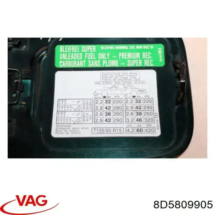 Alcapão do tanque de combustível Audi A4 B5 8D2