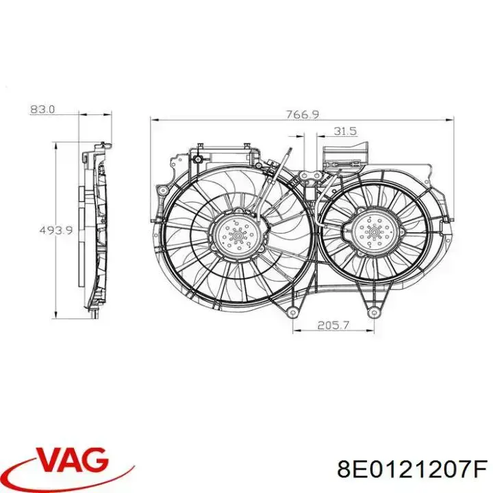 Compre 8E0121207F VAG Ventilador elétrico de esfriamento montado (motor + roda de aletas)