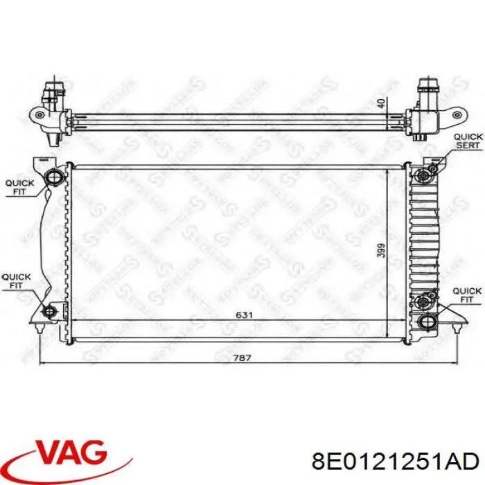 Radiador de esfriamento de motor VAG 8E0121251AG preço, a partir de 210,11 USD