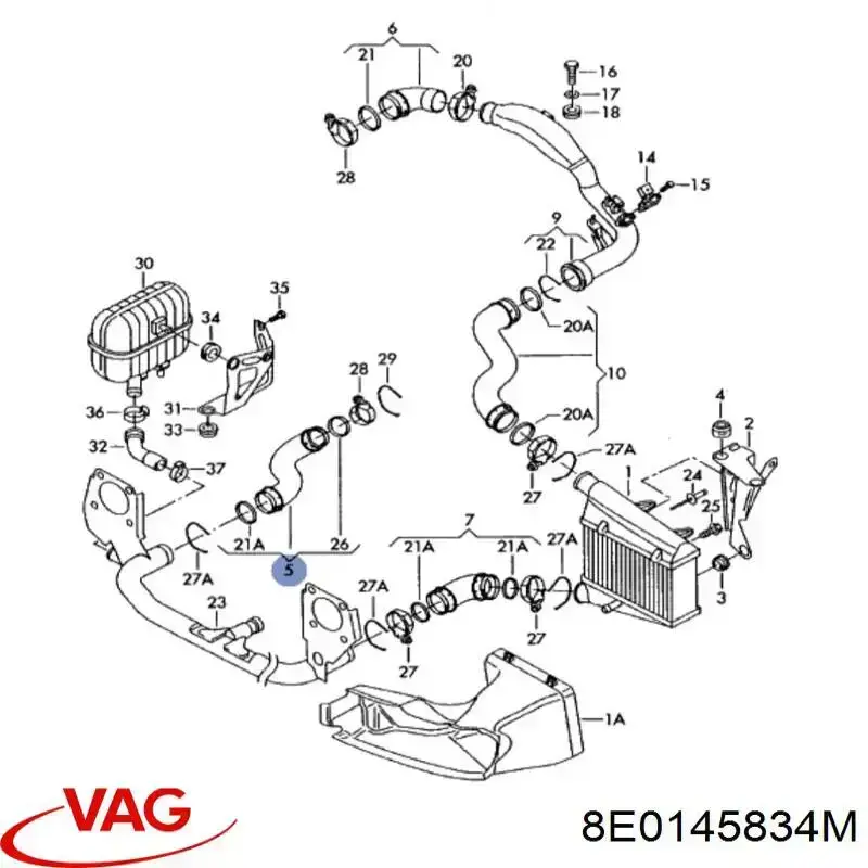 Compre 8E0145834M VAG Mangueira (cano derivado) de intercooler