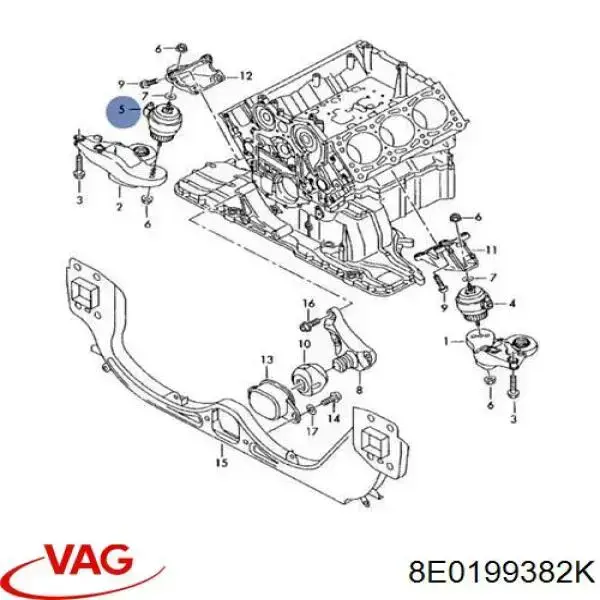 Coxim (suporte) direito de motor VAG 8E0199382K preço, a partir de 62,04 USD