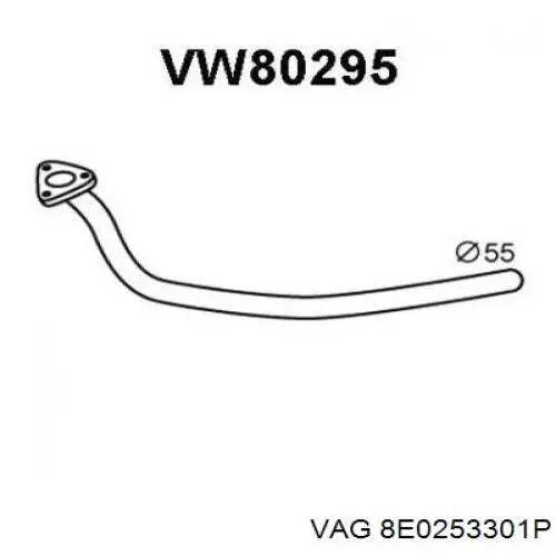 8E0253301P VAG Silenciador, parte central