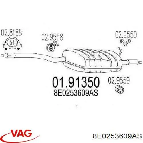 Silenciador, parte traseira VAG 8E0253609AS preço, a partir de 118,26 USD