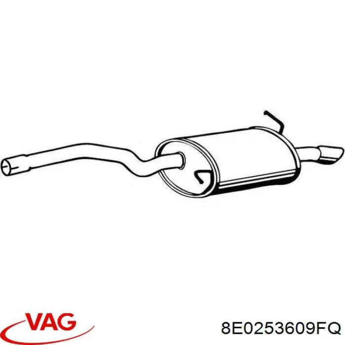 8E0253609FQ VAG Silenciador, parte traseira