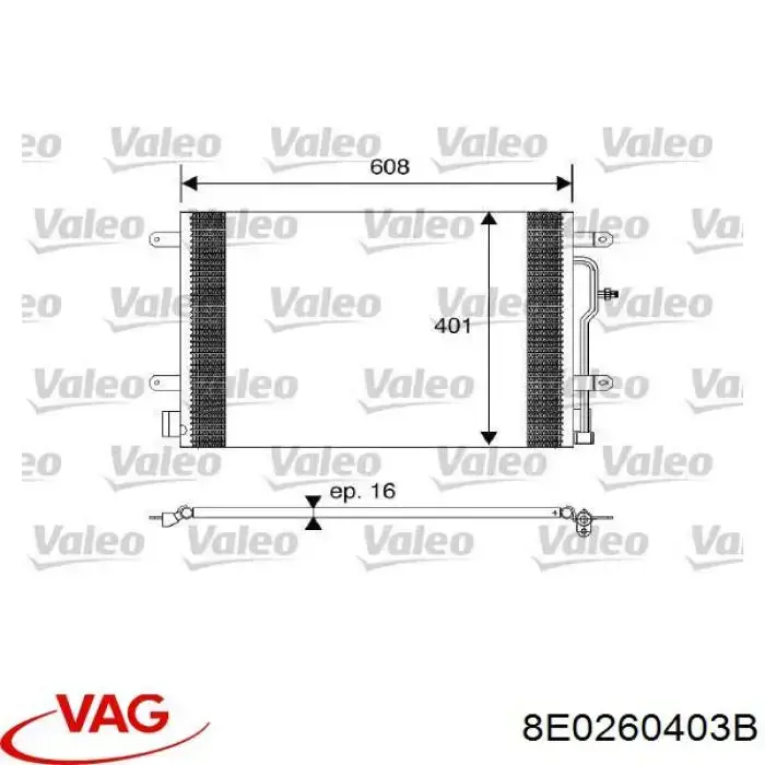 Compre 8E0260403B VAG Radiador de aparelho de ar condicionado