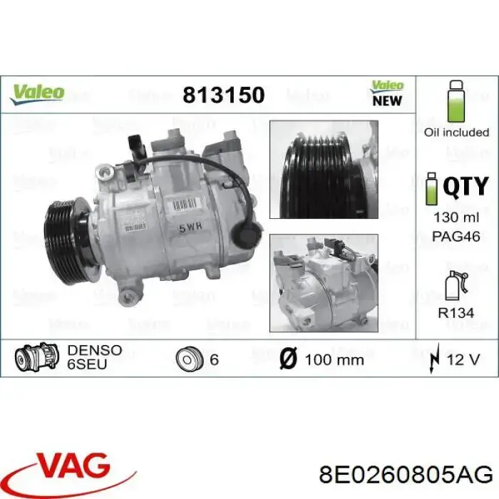 Compressor de aparelho de ar condicionado VAG 8E0260805AG preço, a partir de 154,93 USD