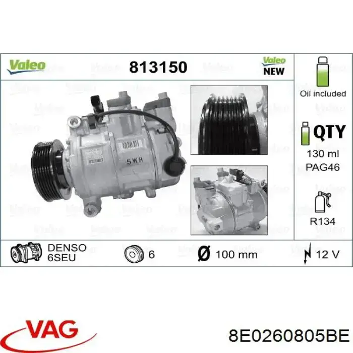 Compressor de aparelho de ar condicionado VAG 8E0260805BE preço, a partir de 324,05 USD