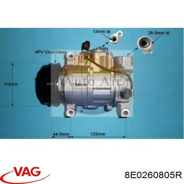 8E0260805R VAG Compressor de aparelho de ar condicionado