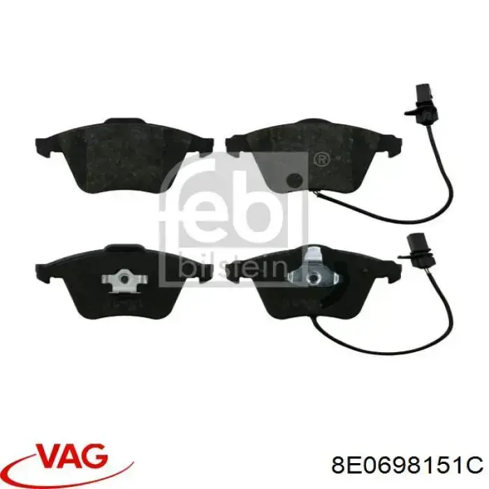 Compre 8E0698151C VAG Sapatas do freio dianteiras de disco