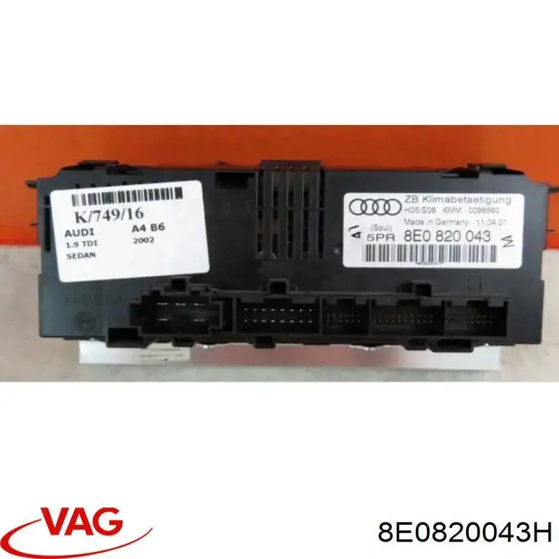 8E0820043H VAG Unidade de controlo dos modos de aquecimento/condicionamento