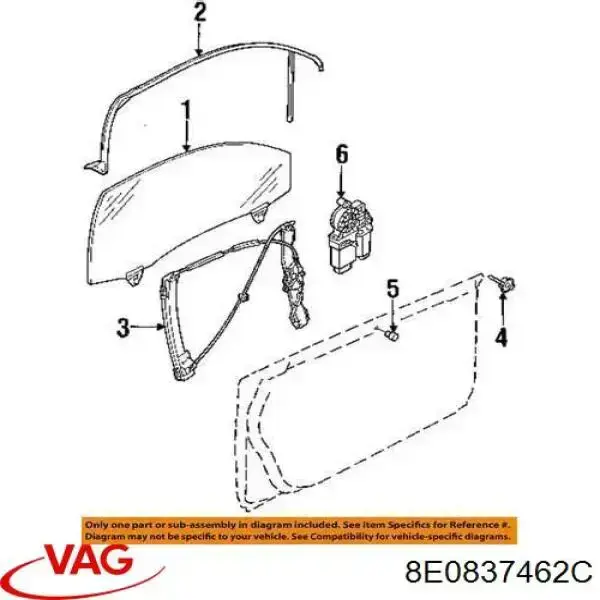 Mecanismo de acionamento de vidro da porta dianteira direita VAG 8E0837462C preço, a partir de 37,86 USD