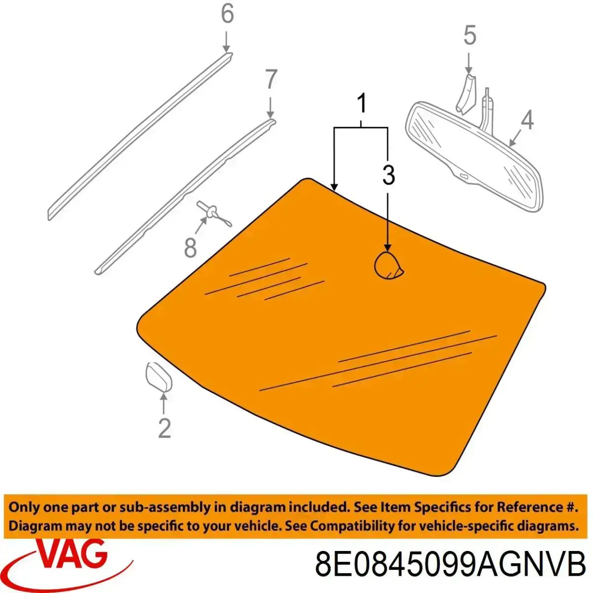 8E0845099AGNVB VAG Pára-brisas
