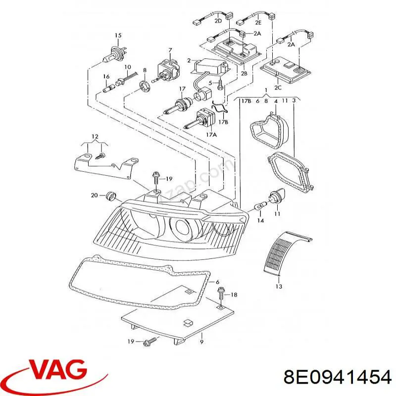 Consola (adaptador) de fixação da luz dianteira direita VAG 8E0941454 preço, a partir de 24,42 USD