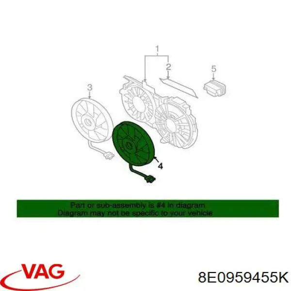 Compre 8E0959455K VAG Ventilador elétrico de esfriamento montado (motor + roda de aletas)