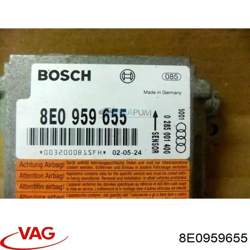 Compre 8E0959655 VAG Módulo processador de controlo da bolsa de ar (Centralina eletrônica AIRBAG)