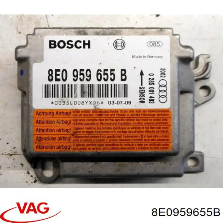 8E0959655B VAG Módulo processador de controlo da bolsa de ar (Centralina eletrônica AIRBAG)