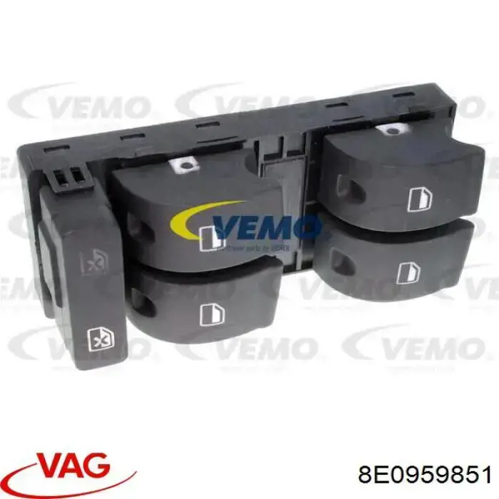 8E0959851 VAG Unidade de botões dianteira esquerda de controlo de elevador de vidro