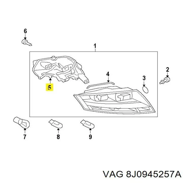 8J0945257A VAG Circuito de contato da luz traseira