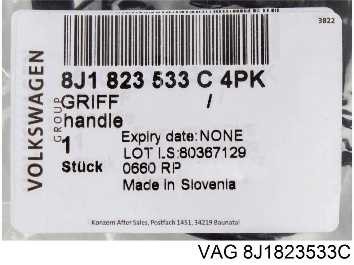 Puxador de abertura da capota VAG 8J1823533C preço, a partir de 21,28 USD