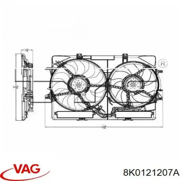 Compre 8K0121207A VAG Difusor do radiador de esfriamento