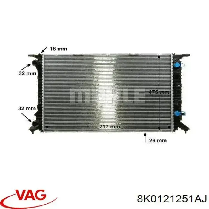 Radiador de esfriamento de motor VAG 8K0121251AJ preço, a partir de 141,31 USD