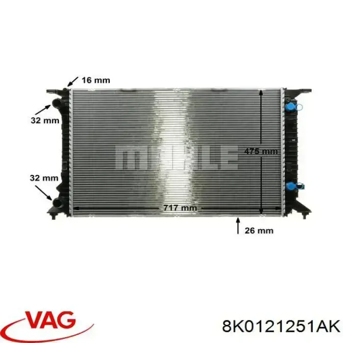 Radiador de esfriamento de motor VAG 8K0121251AK preço, a partir de 136,21 USD