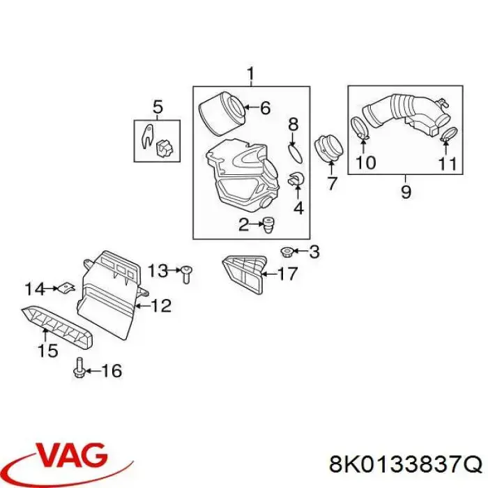 8K0133837Q VAG Caixa de filtro de ar