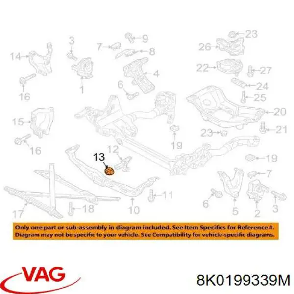 8K0199339M VAG Coxim (suporte) dianteiro de motor