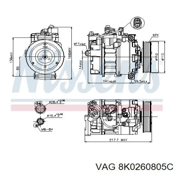 Compre 8K0260805C VAG Compressor de aparelho de ar condicionado