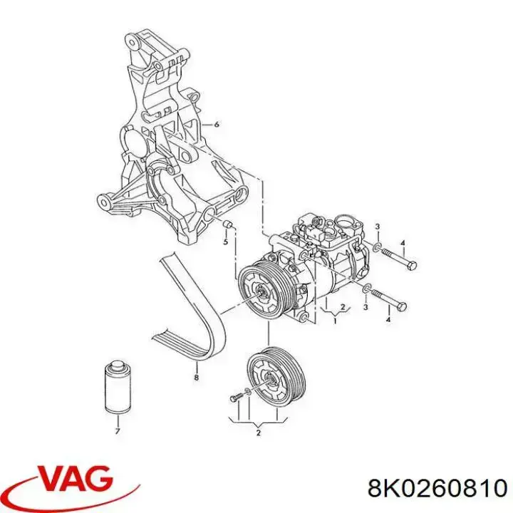 Polia do compressor de aparelho de ar condicionado VAG 8K0260810 preço, a partir de 455,75 USD