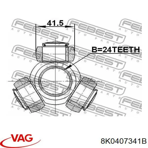 Compre 2T143W007AA Ford Junta homocinética interna, tripé