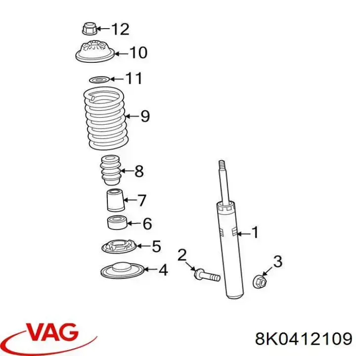 8K0412109 VAG Espaçador (anel de borracha) da mola dianteira inferior