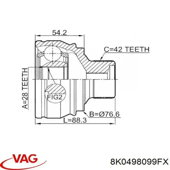 8K0498099FX VAG Junta homocinética externa dianteira